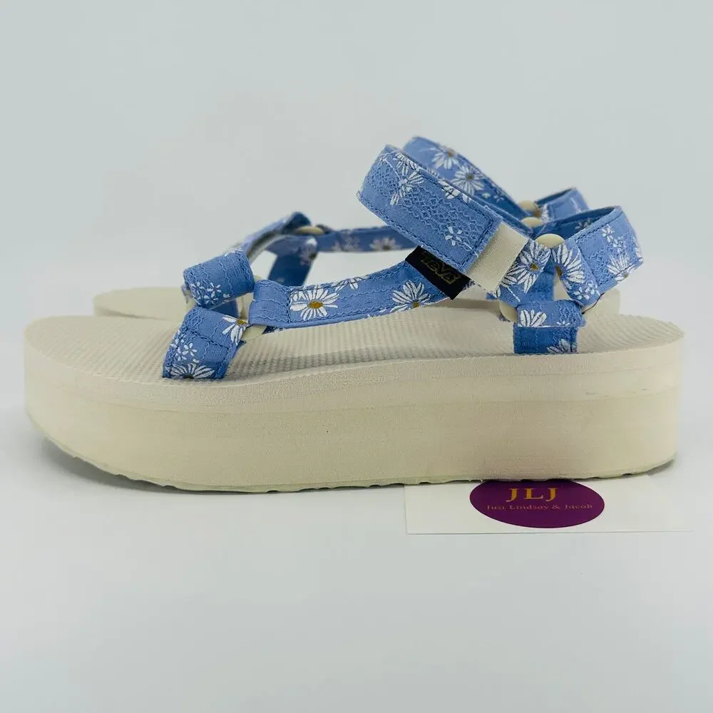 Teva Womens Flatform Universal Gloriosa Periwinkle Flower Sandals 1125203 Size 9 - Picture 5 of 11